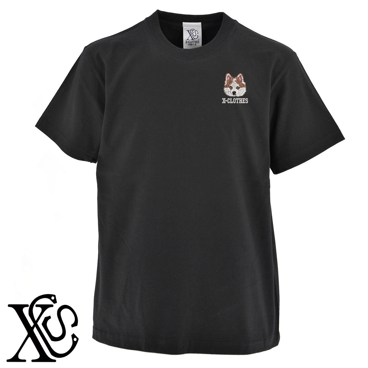 ポメラニアン3柄 刺繍 5.6oz 綿100% 半袖 Tシャツ メンズ レディース カットソー 大きいサイズあり【X-CLOTHES】オリジナル グッズ 刺繍 ワンポイント 雑貨【b 黒 紺 ブルー 赤 ワイン】【g 白 灰】 【10犬猫図鑑-犬図鑑-C】