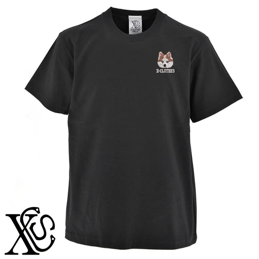 ポメラニアン3柄 刺繍 5.6oz 綿100% 半袖 Tシャツ メンズ レディース カットソー 大きいサイズあり【X-CLOTHES】オリジナル グッズ 刺繍 ワンポイント 雑貨【b 黒 紺 ブルー 赤 ワイン】【g 白 灰】 【10犬猫図鑑-犬図鑑-C】