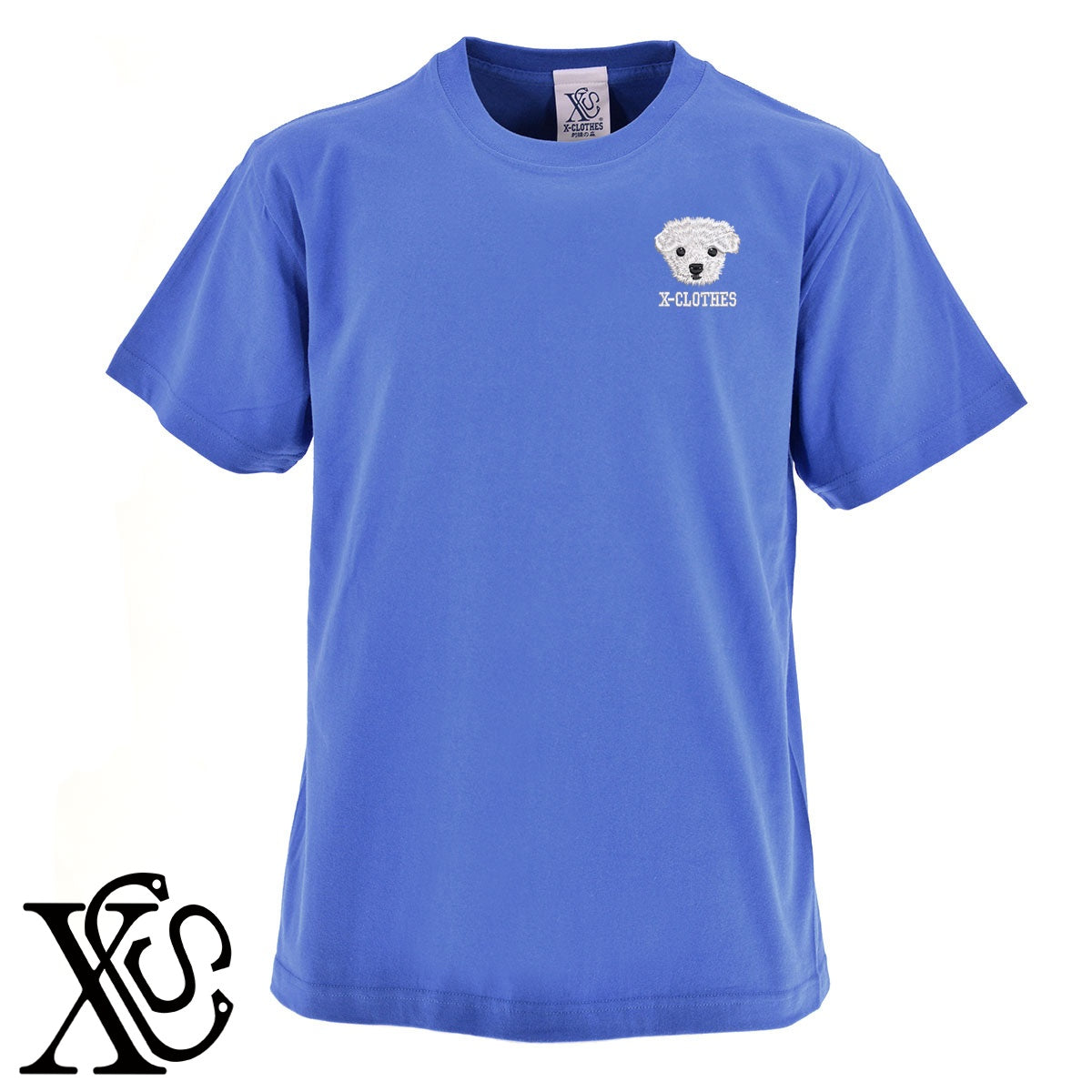 マルチーズ2柄 刺繍 5.6oz 綿100% 半袖 Tシャツ メンズ レディース カットソー 大きいサイズあり【X-CLOTHES】オリジナル グッズ 刺繍 ワンポイント 雑貨【b 黒 紺 ブルー 赤 ワイン】【g 白 灰】 【10犬猫図鑑-犬図鑑-C】