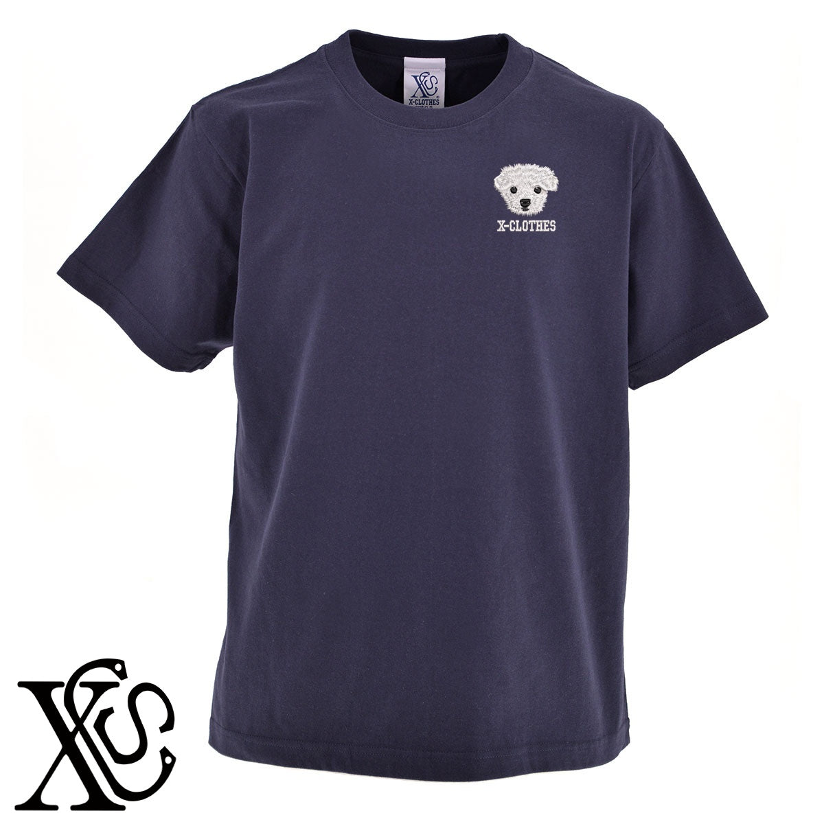 マルチーズ2柄 刺繍 5.6oz 綿100% 半袖 Tシャツ メンズ レディース カットソー 大きいサイズあり【X-CLOTHES】オリジナル グッズ 刺繍 ワンポイント 雑貨【b 黒 紺 ブルー 赤 ワイン】【g 白 灰】 【10犬猫図鑑-犬図鑑-C】