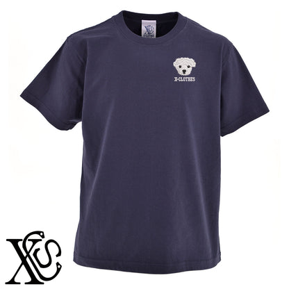 マルチーズ2柄 刺繍 5.6oz 綿100% 半袖 Tシャツ メンズ レディース カットソー 大きいサイズあり【X-CLOTHES】オリジナル グッズ 刺繍 ワンポイント 雑貨【b 黒 紺 ブルー 赤 ワイン】【g 白 灰】 【10犬猫図鑑-犬図鑑-C】