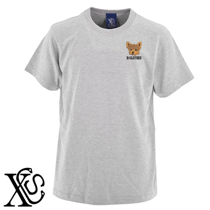 ヨークシャーテリア3柄 刺繍 5.6oz 綿100% 半袖 Tシャツ メンズ レディース カットソー 大きいサイズあり【X-CLOTHES】オリジナル グッズ 刺繍 ワンポイント 雑貨【b 黒 紺 ブルー 赤 ワイン】【g 白 灰】 【10犬猫図鑑-犬図鑑-D】