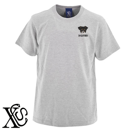 ラットテリア2柄 刺繍 5.6oz 綿100% 半袖 Tシャツ メンズ レディース カットソー 大きいサイズあり【X-CLOTHES】オリジナル グッズ 刺繍 ワンポイント 雑貨【b 黒 紺 ブルー 赤 ワイン】【g 白 灰】 【10犬猫図鑑-犬図鑑-D】