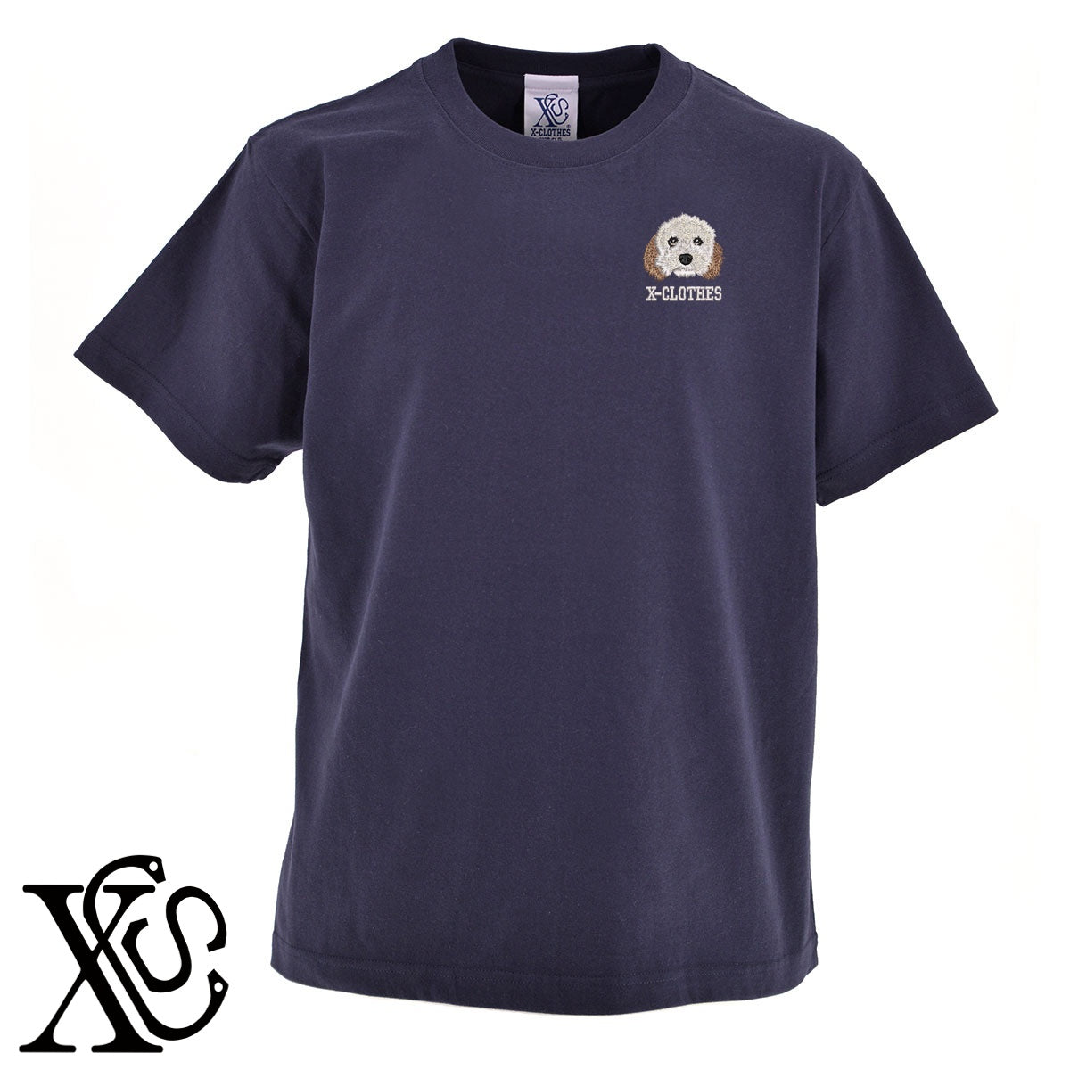 ラブラドゥードル3柄 刺繍 5.6oz 綿100% 半袖 Tシャツ メンズ レディース カットソー 大きいサイズあり【X-CLOTHES】オリジナル グッズ 刺繍 ワンポイント 雑貨【b 黒 紺 ブルー 赤 ワイン】【g 白 灰】 【10犬猫図鑑-犬図鑑-D】