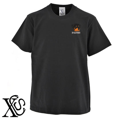 ロットワイラー3柄 刺繍 5.6oz 綿100% 半袖 Tシャツ メンズ レディース カットソー 大きいサイズあり【X-CLOTHES】オリジナル グッズ 刺繍 ワンポイント 雑貨【b 黒 紺 ブルー 赤 ワイン】【g 白 灰】 【10犬猫図鑑-犬図鑑-D】