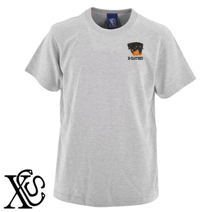 ロットワイラー3柄 刺繍 5.6oz 綿100% 半袖 Tシャツ メンズ レディース カットソー 大きいサイズあり【X-CLOTHES】オリジナル グッズ 刺繍 ワンポイント 雑貨【b 黒 紺 ブルー 赤 ワイン】【g 白 灰】 【10犬猫図鑑-犬図鑑-D】