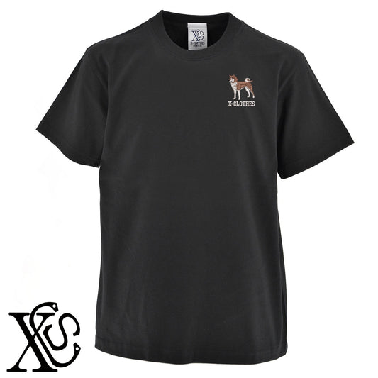 柴犬9柄 刺繍 5.6oz 綿100% 半袖 Tシャツ メンズ レディース カットソー 大きいサイズあり【X-CLOTHES】オリジナル グッズ 刺繍 ワンポイント 雑貨【b 黒 紺 ブルー 赤 ワイン】【g 白 灰】 【10犬猫図鑑-犬図鑑-D】