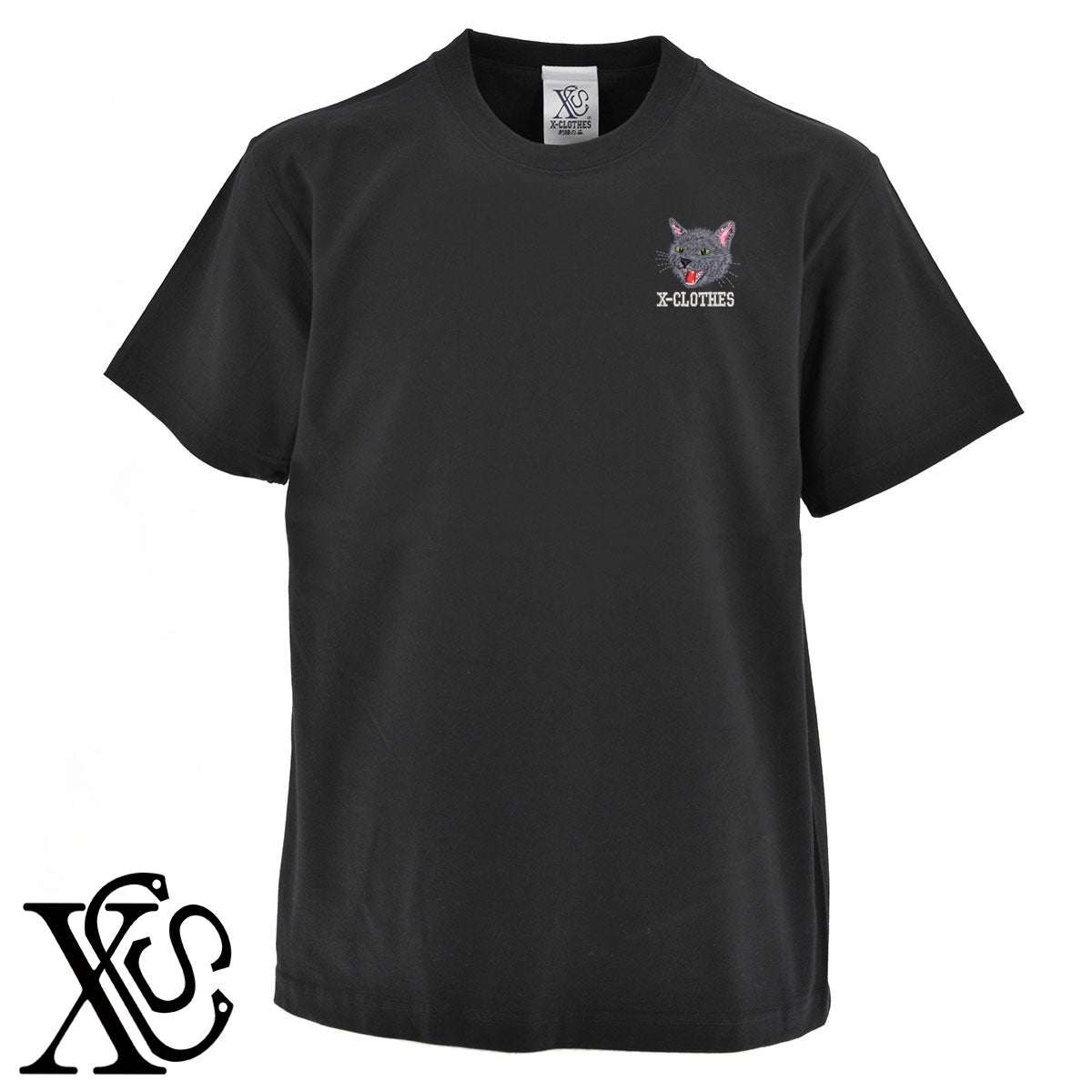 シャーロシアンブルー4柄 刺繍 5.6oz 綿100% 半袖 Tシャツ メンズ レディース カットソー 大きいサイズあり【X-CLOTHES】オリジナル グッズ 刺繍 ワンポイント 雑貨【b 黒 紺 ブルー 赤 ワイン】【g 白 灰】 【10犬猫図鑑-猫図鑑-A】