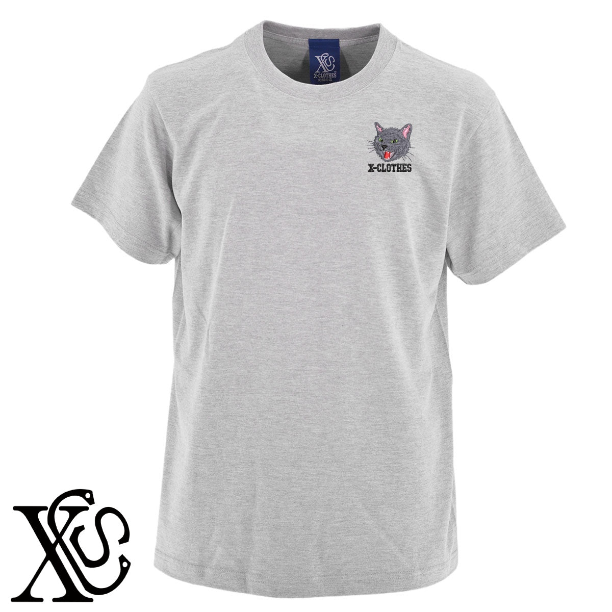シャーロシアンブルー4柄 刺繍 5.6oz 綿100% 半袖 Tシャツ メンズ レディース カットソー 大きいサイズあり【X-CLOTHES】オリジナル グッズ 刺繍 ワンポイント 雑貨【b 黒 紺 ブルー 赤 ワイン】【g 白 灰】 【10犬猫図鑑-猫図鑑-A】