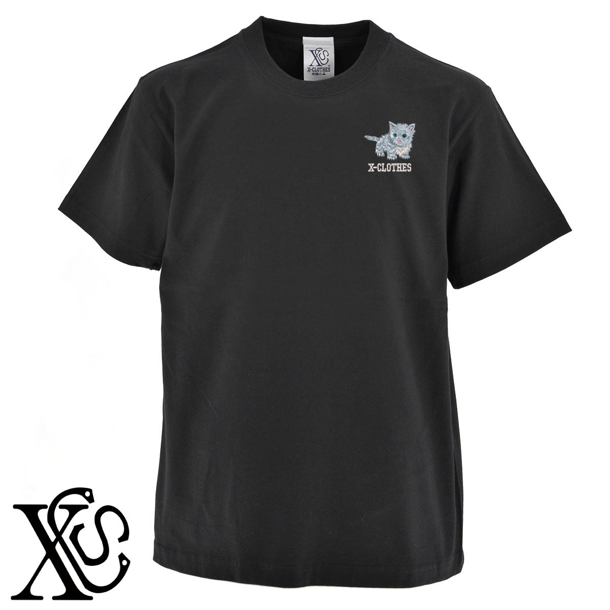 マンチカン4柄 刺繍 5.6oz 綿100% 半袖 Tシャツ メンズ レディース カットソー 大きいサイズあり【X-CLOTHES】オリジナル グッズ 刺繍 ワンポイント 雑貨【b 黒 紺 ブルー 赤 ワイン】【g 白 灰】 【10犬猫図鑑-猫図鑑-A】