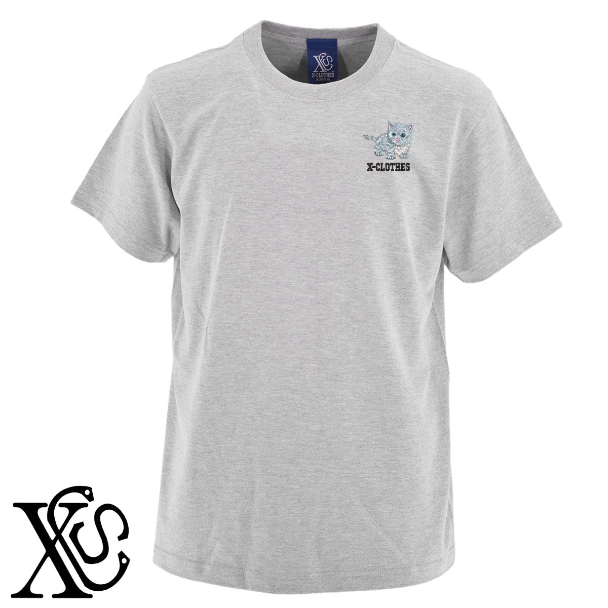 マンチカン4柄 刺繍 5.6oz 綿100% 半袖 Tシャツ メンズ レディース カットソー 大きいサイズあり【X-CLOTHES】オリジナル グッズ 刺繍 ワンポイント 雑貨【b 黒 紺 ブルー 赤 ワイン】【g 白 灰】 【10犬猫図鑑-猫図鑑-A】