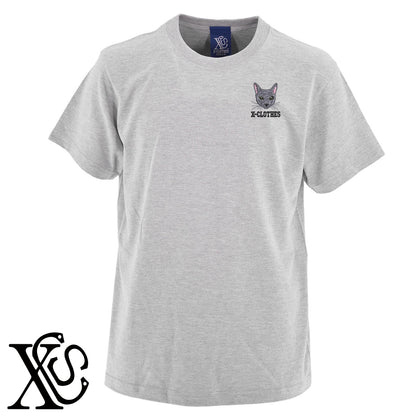 ロシアンブルー6柄 刺繍 5.6oz 綿100% 半袖 Tシャツ メンズ レディース カットソー 大きいサイズあり【X-CLOTHES】オリジナル グッズ 刺繍 ワンポイント 雑貨【b 黒 紺 ブルー 赤 ワイン】【g 白 灰】 【10犬猫図鑑-猫図鑑-A】