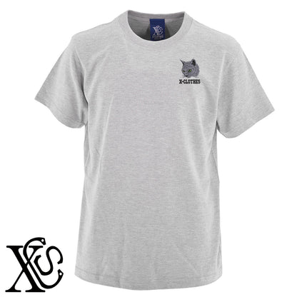 ロシアンブルー8柄 刺繍 5.6oz 綿100% 半袖 Tシャツ メンズ レディース カットソー 大きいサイズあり【X-CLOTHES】オリジナル グッズ 刺繍 ワンポイント 雑貨【b 黒 紺 ブルー 赤 ワイン】【g 白 灰】 【10犬猫図鑑-猫図鑑-A】
