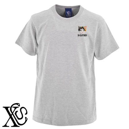 三毛猫5柄 刺繍 5.6oz 綿100% 半袖 Tシャツ メンズ レディース カットソー 大きいサイズあり【X-CLOTHES】オリジナル グッズ 刺繍 ワンポイント 雑貨【b 黒 紺 ブルー 赤 ワイン】【g 白 灰】 【10犬猫図鑑-猫図鑑-B】