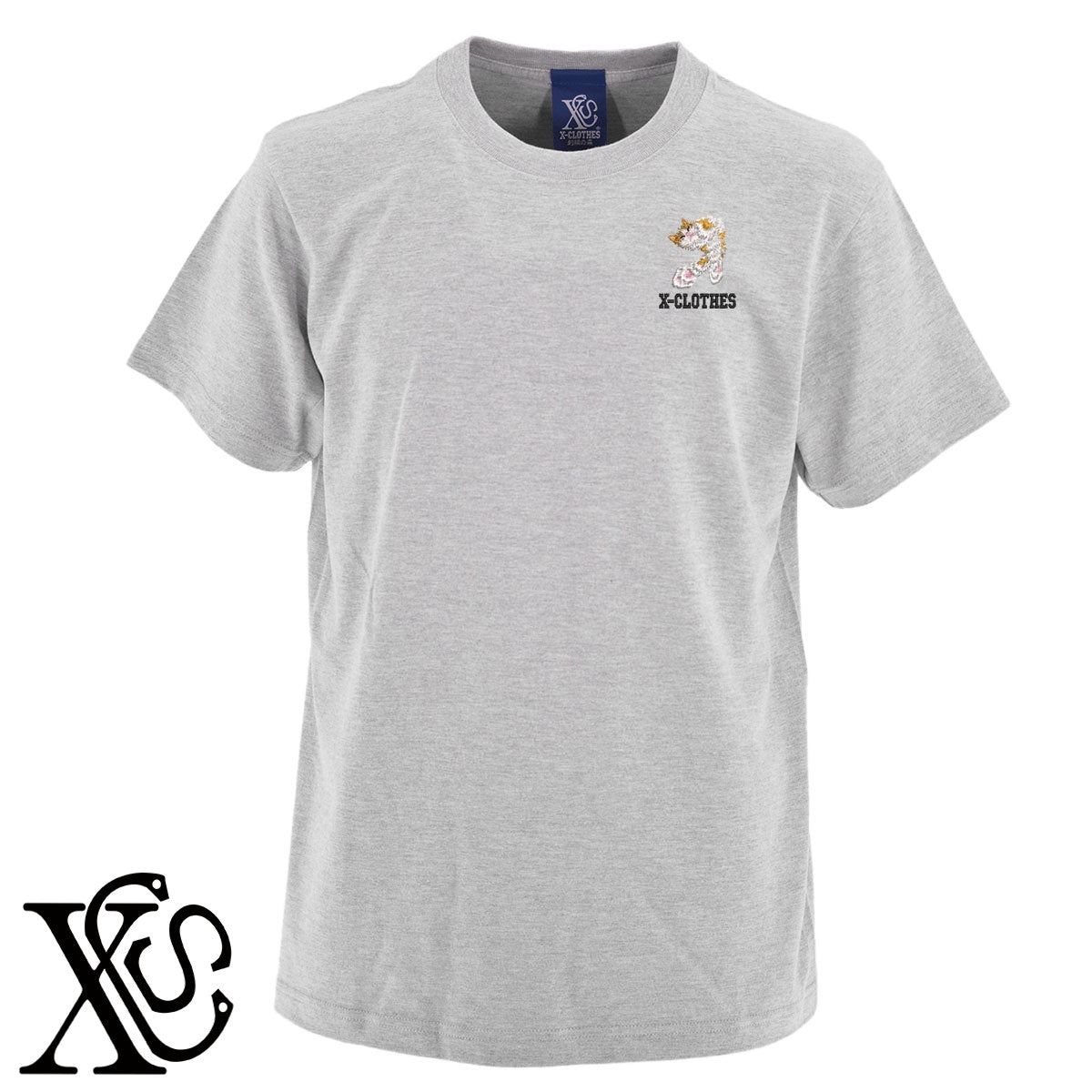 猫12柄 刺繍 5.6oz 綿100% 半袖 Tシャツ メンズ レディース カットソー 大きいサイズあり【X-CLOTHES】オリジナル グッズ 刺繍 ワンポイント 雑貨【b 黒 紺 ブルー 赤 ワイン】【g 白 灰】 【10犬猫図鑑-猫図鑑-B】