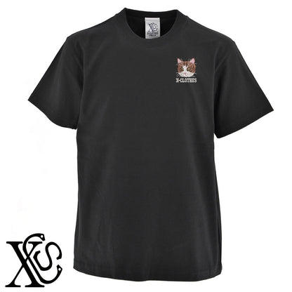 猫17柄 刺繍 5.6oz 綿100% 半袖 Tシャツ メンズ レディース カットソー 大きいサイズあり【X-CLOTHES】オリジナル グッズ 刺繍 ワンポイント 雑貨【b 黒 紺 ブルー 赤 ワイン】【g 白 灰】 【10犬猫図鑑-猫図鑑-B】