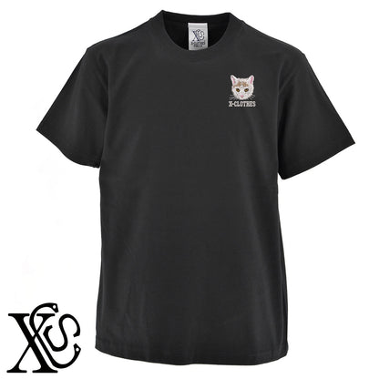猫21柄 刺繍 5.6oz 綿100% 半袖 Tシャツ メンズ レディース カットソー 大きいサイズあり【X-CLOTHES】オリジナル グッズ 刺繍 ワンポイント 雑貨【b 黒 紺 ブルー 赤 ワイン】【g 白 灰】 【10犬猫図鑑-猫図鑑-B】