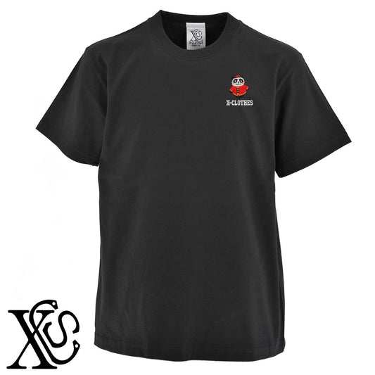 パンダ6柄 刺繍 5.6oz 綿100% 半袖 Tシャツ メンズ レディース カットソー 大きいサイズあり【X-CLOTHES】オリジナル グッズ 刺繍 ワンポイント 雑貨【b 黒 紺 ブルー 赤 ワイン】【g 白 灰】 【1各種動物-パンダ】