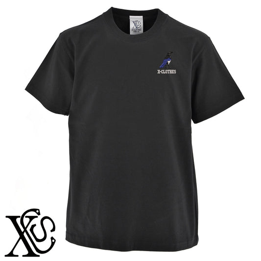 カササギ2柄 刺繍 5.6oz 綿100% 半袖 Tシャツ メンズ レディース カットソー 大きいサイズあり【X-CLOTHES】オリジナル グッズ 刺繍 ワンポイント 雑貨【b 黒 紺 ブルー 赤 ワイン】【g 白 灰】 【1各種動物-天然記念物】