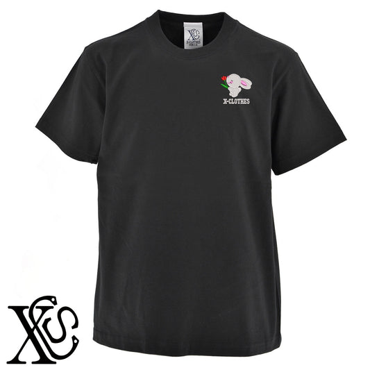 ウサギ7柄 刺繍 5.6oz 綿100% 半袖 Tシャツ メンズ レディース カットソー 大きいサイズあり【X-CLOTHES】オリジナル グッズ 刺繍 ワンポイント 雑貨【b 黒 紺 ブルー 赤 ワイン】【g 白 灰】 【1各種動物-小動物】