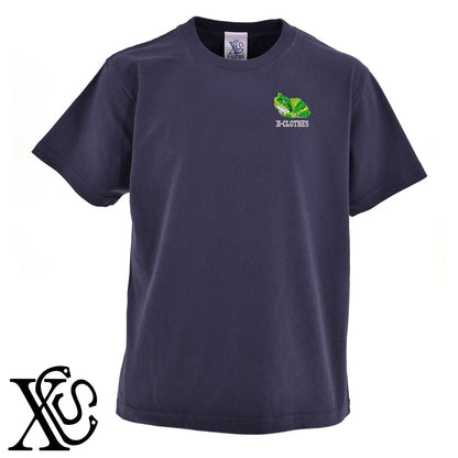 カエル4柄 刺繍 5.6oz 綿100% 半袖 Tシャツ メンズ レディース カットソー 大きいサイズあり【X-CLOTHES】オリジナル グッズ 刺繍 ワンポイント 雑貨【b 黒 紺 ブルー 赤 ワイン】【g 白 灰】 【1各種動物-小動物】