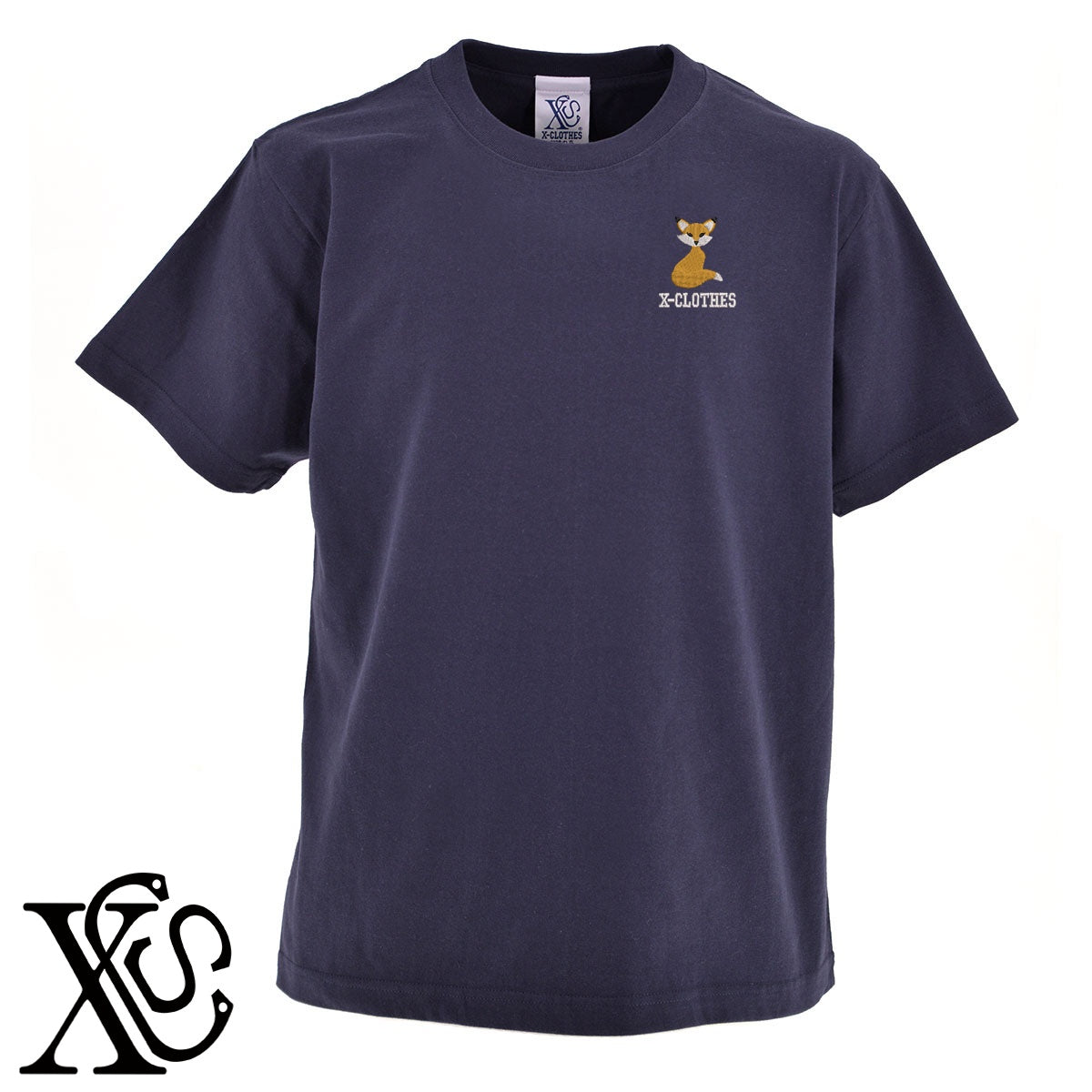 キツネ3柄 刺繍 5.6oz 綿100% 半袖 Tシャツ メンズ レディース カットソー 大きいサイズあり【X-CLOTHES】オリジナル グッズ 刺繍 ワンポイント 雑貨【b 黒 紺 ブルー 赤 ワイン】【g 白 灰】 【1各種動物-小動物】