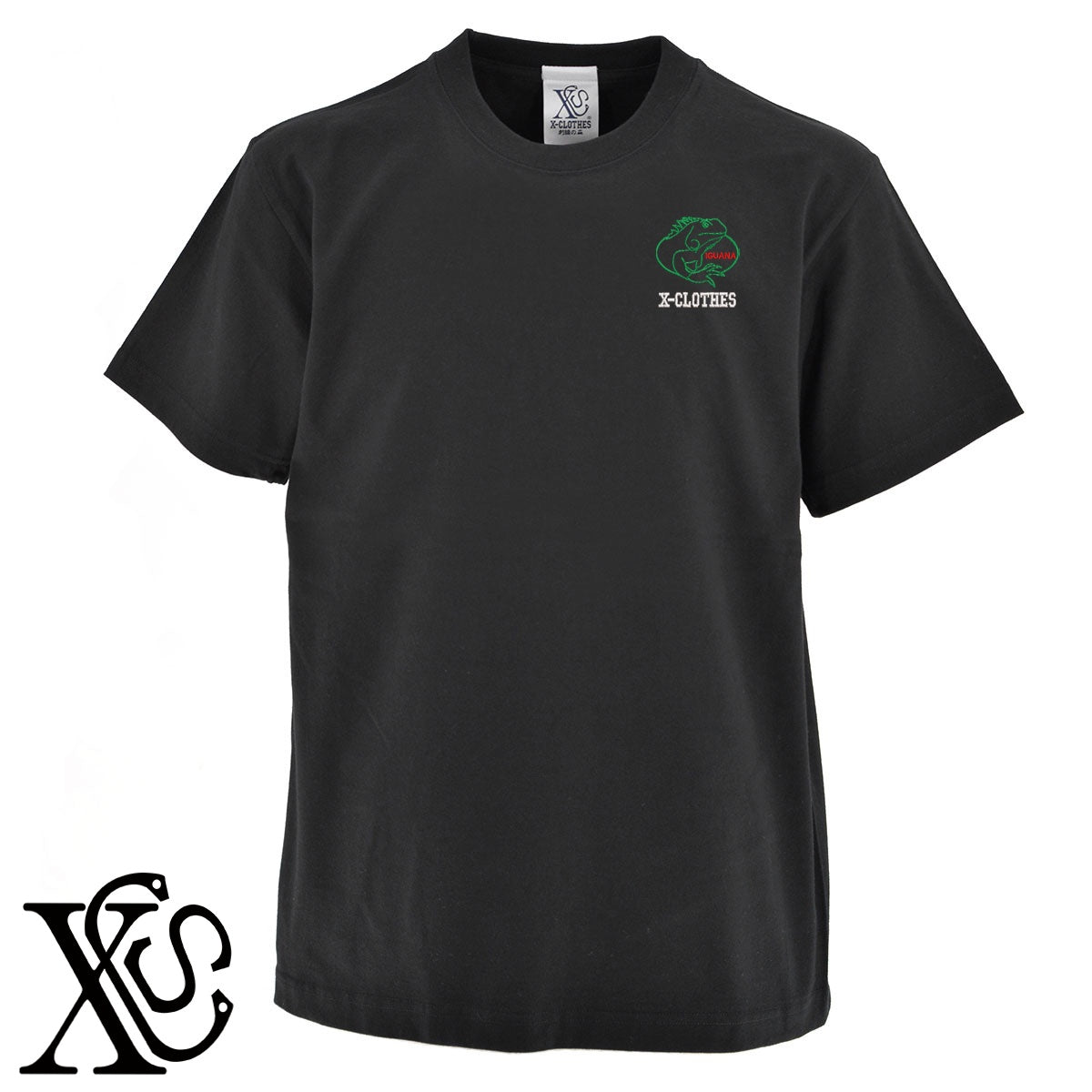 イグアナ2柄 刺繍 5.6oz 綿100% 半袖 Tシャツ メンズ レディース カットソー 大きいサイズあり【X-CLOTHES】オリジナル グッズ 刺繍 ワンポイント 雑貨【b 黒 紺 ブルー 赤 ワイン】【g 白 灰】 【1各種動物-爬虫類】