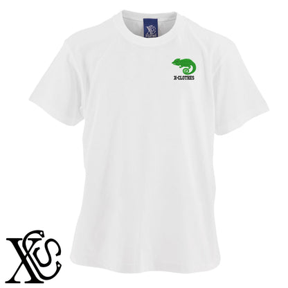 カメレオン2柄 刺繍 5.6oz 綿100% 半袖 Tシャツ メンズ レディース カットソー 大きいサイズあり【X-CLOTHES】オリジナル グッズ 刺繍 ワンポイント 雑貨【b 黒 紺 ブルー 赤 ワイン】【g 白 灰】 【1各種動物-爬虫類】