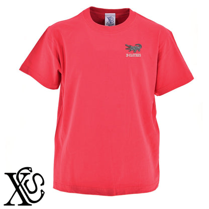 ワニ3柄 刺繍 5.6oz 綿100% 半袖 Tシャツ メンズ レディース カットソー 大きいサイズあり【X-CLOTHES】オリジナル グッズ 刺繍 ワンポイント 雑貨【b 黒 紺 ブルー 赤 ワイン】【g 白 灰】 【1各種動物-爬虫類】