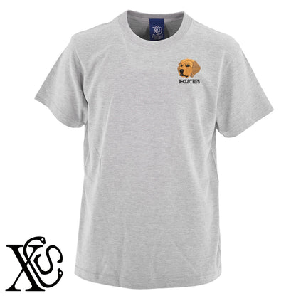 ゴールデンレトリバー2柄 刺繍 5.6oz 綿100% 半袖 Tシャツ メンズ レディース カットソー 大きいサイズあり【X-CLOTHES】オリジナル グッズ 刺繍 ワンポイント 雑貨【b 黒 紺 ブルー 赤 ワイン】【g 白 灰】 【1各種動物-犬類】