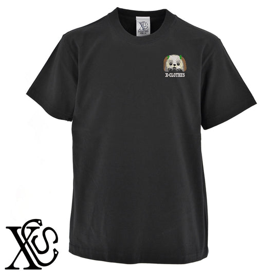 シーズー3柄 刺繍 5.6oz 綿100% 半袖 Tシャツ メンズ レディース カットソー 大きいサイズあり【X-CLOTHES】オリジナル グッズ 刺繍 ワンポイント 雑貨【b 黒 紺 ブルー 赤 ワイン】【g 白 灰】 【1各種動物-犬類】
