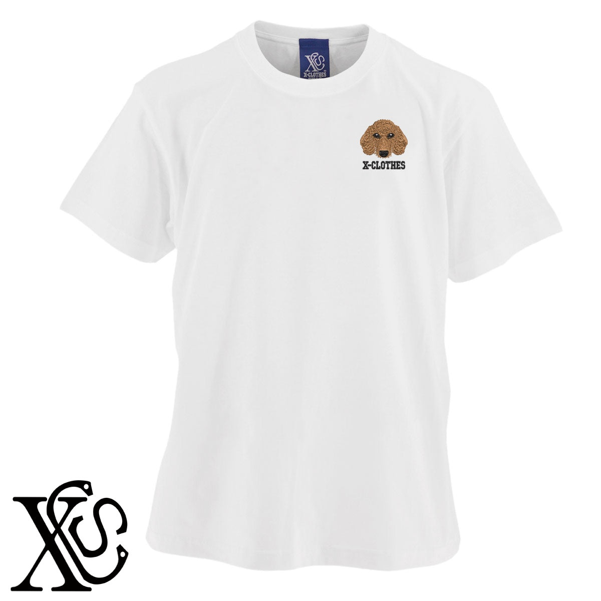 ダックスフント2柄 刺繍 5.6oz 綿100% 半袖 Tシャツ メンズ レディース カットソー 大きいサイズあり【X-CLOTHES】オリジナル グッズ 刺繍 ワンポイント 雑貨【b 黒 紺 ブルー 赤 ワイン】【g 白 灰】 【1各種動物-犬類】