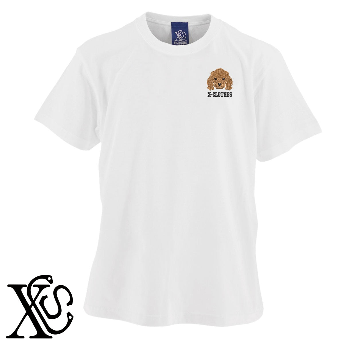 トイプードル3柄 刺繍 5.6oz 綿100% 半袖 Tシャツ メンズ レディース カットソー 大きいサイズあり【X-CLOTHES】オリジナル グッズ 刺繍 ワンポイント 雑貨【b 黒 紺 ブルー 赤 ワイン】【g 白 灰】 【1各種動物-犬類】