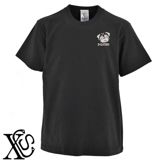 パグ9柄 刺繍 5.6oz 綿100% 半袖 Tシャツ メンズ レディース カットソー 大きいサイズあり【X-CLOTHES】オリジナル グッズ 刺繍 ワンポイント 雑貨【b 黒 紺 ブルー 赤 ワイン】【g 白 灰】 【1各種動物-犬類】