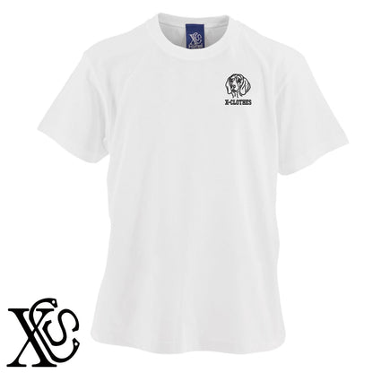 ビーグル7柄 刺繍 5.6oz 綿100% 半袖 Tシャツ メンズ レディース カットソー 大きいサイズあり【X-CLOTHES】オリジナル グッズ 刺繍 ワンポイント 雑貨【b 黒 紺 ブルー 赤 ワイン】【g 白 灰】 【1各種動物-犬類】