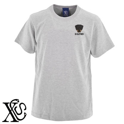 ロットワイラー2柄 刺繍 5.6oz 綿100% 半袖 Tシャツ メンズ レディース カットソー 大きいサイズあり【X-CLOTHES】オリジナル グッズ 刺繍 ワンポイント 雑貨【b 黒 紺 ブルー 赤 ワイン】【g 白 灰】 【1各種動物-犬類】