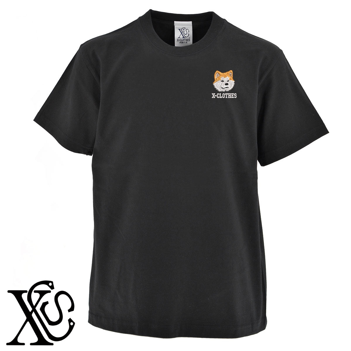 秋田犬2柄 刺繍 5.6oz 綿100% 半袖 Tシャツ メンズ レディース カットソー 大きいサイズあり【X-CLOTHES】オリジナル グッズ 刺繍 ワンポイント 雑貨【b 黒 紺 ブルー 赤 ワイン】【g 白 灰】 【1各種動物-犬類】