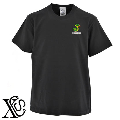 蛇2柄 刺繍 5.6oz 綿100% 半袖 Tシャツ メンズ レディース カットソー 大きいサイズあり【X-CLOTHES】オリジナル グッズ 刺繍 ワンポイント 雑貨【b 黒 紺 ブルー 赤 ワイン】【g 白 灰】 【1各種動物-猛獣】