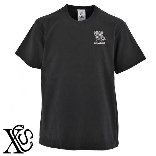 豹4柄 刺繍 5.6oz 綿100% 半袖 Tシャツ メンズ レディース カットソー 大きいサイズあり【X-CLOTHES】オリジナル グッズ 刺繍 ワンポイント 雑貨【b 黒 紺 ブルー 赤 ワイン】【g 白 灰】 【1各種動物-猛獣】