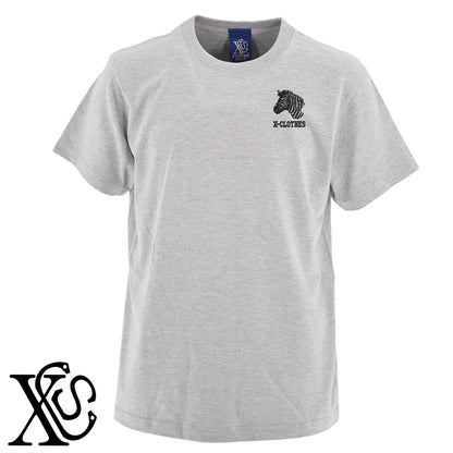 シマウマ3柄 刺繍 5.6oz 綿100% 半袖 Tシャツ メンズ レディース カットソー 大きいサイズあり【X-CLOTHES】オリジナル グッズ 刺繍 ワンポイント 雑貨【b 黒 紺 ブルー 赤 ワイン】【g 白 灰】 【1各種動物-草食動物】