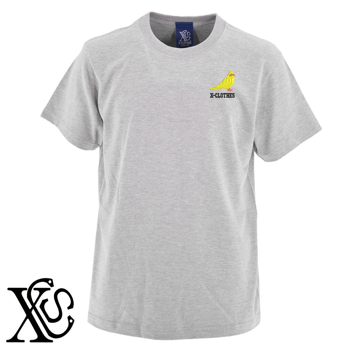 オカメインコ2柄 刺繍 5.6oz 綿100% 半袖 Tシャツ メンズ レディース カットソー 大きいサイズあり【X-CLOTHES】オリジナル グッズ 刺繍 ワンポイント 雑貨【b 黒 紺 ブルー 赤 ワイン】【g 白 灰】 【1各種動物-鳥類】