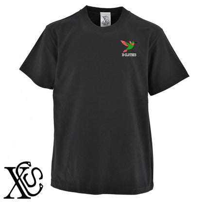 ハチドリ3柄 刺繍 5.6oz 綿100% 半袖 Tシャツ メンズ レディース カットソー 大きいサイズあり【X-CLOTHES】オリジナル グッズ 刺繍 ワンポイント 雑貨【b 黒 紺 ブルー 赤 ワイン】【g 白 灰】 【1各種動物-鳥類】