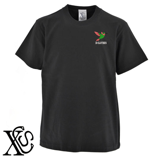 ハチドリ3柄 刺繍 5.6oz 綿100% 半袖 Tシャツ メンズ レディース カットソー 大きいサイズあり【X-CLOTHES】オリジナル グッズ 刺繍 ワンポイント 雑貨【b 黒 紺 ブルー 赤 ワイン】【g 白 灰】 【1各種動物-鳥類】