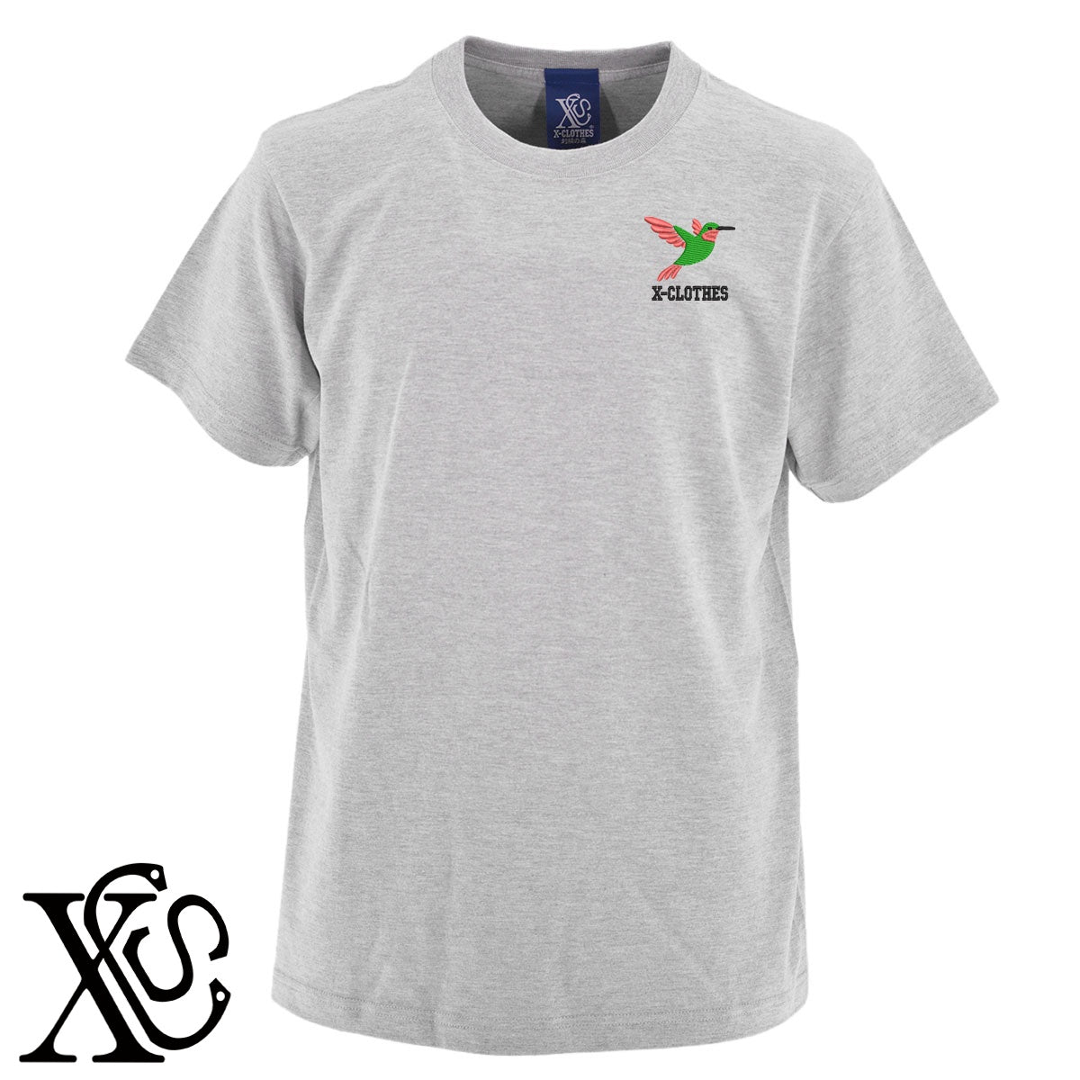 ハチドリ3柄 刺繍 5.6oz 綿100% 半袖 Tシャツ メンズ レディース カットソー 大きいサイズあり【X-CLOTHES】オリジナル グッズ 刺繍 ワンポイント 雑貨【b 黒 紺 ブルー 赤 ワイン】【g 白 灰】 【1各種動物-鳥類】