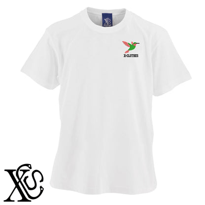 ハチドリ3柄 刺繍 5.6oz 綿100% 半袖 Tシャツ メンズ レディース カットソー 大きいサイズあり【X-CLOTHES】オリジナル グッズ 刺繍 ワンポイント 雑貨【b 黒 紺 ブルー 赤 ワイン】【g 白 灰】 【1各種動物-鳥類】