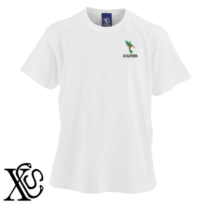 ハチドリ5柄 刺繍 5.6oz 綿100% 半袖 Tシャツ メンズ レディース カットソー 大きいサイズあり【X-CLOTHES】オリジナル グッズ 刺繍 ワンポイント 雑貨【b 黒 紺 ブルー 赤 ワイン】【g 白 灰】 【1各種動物-鳥類】