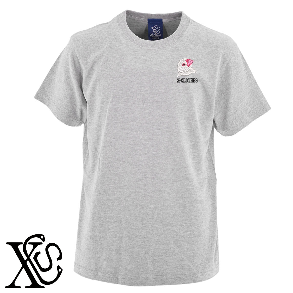 白文鳥2柄 刺繍 5.6oz 綿100% 半袖 Tシャツ メンズ レディース カットソー 大きいサイズあり【X-CLOTHES】オリジナル グッズ 刺繍 ワンポイント 雑貨【b 黒 紺 ブルー 赤 ワイン】【g 白 灰】 【1各種動物-鳥類】