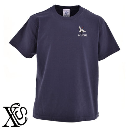 鶴4柄 刺繍 5.6oz 綿100% 半袖 Tシャツ メンズ レディース カットソー 大きいサイズあり【X-CLOTHES】オリジナル グッズ 刺繍 ワンポイント 雑貨【b 黒 紺 ブルー 赤 ワイン】【g 白 灰】 【1各種動物-鳥類】