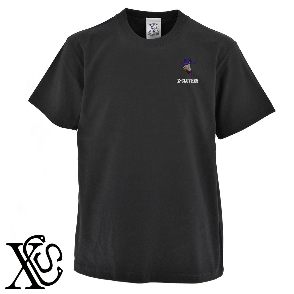 ボス犬5柄 刺繍 5.6oz 綿100% 半袖 Tシャツ メンズ レディース カットソー 大きいサイズあり【X-CLOTHES】オリジナル グッズ 刺繍 ワンポイント 雑貨【b 黒 紺 ブルー 赤 ワイン】【g 白 灰】 【2植物ロゴ-キャラクター】