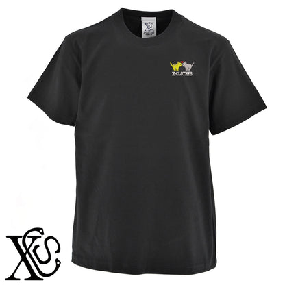 ラブ猫2柄 刺繍 5.6oz 綿100% 半袖 Tシャツ メンズ レディース カットソー 大きいサイズあり【X-CLOTHES】オリジナル グッズ 刺繍 ワンポイント 雑貨【b 黒 紺 ブルー 赤 ワイン】【g 白 灰】 【2植物ロゴ-キャラクター】